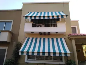 Retractable Awning Shade Striped Fabric Alternative, Rain and Windproof Cover, Multiple Size Options Durable Exterior Awning Fabric, Outdoor Shades for Patio, Deck, Balcony ,With Steel Frame.