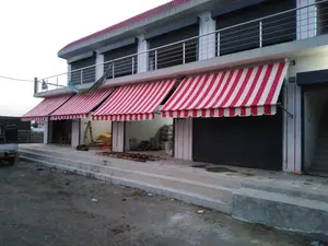 Retractable Awning Shade Striped Fabric Alternative, Rain and Windproof Cover, Multiple Size Options Durable Exterior Awning Fabric, Outdoor Shades for Patio, Deck, Balcony ,With Steel Frame.