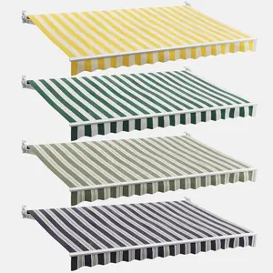 Retractable Awning Shade Striped Fabric Alternative, Rain and Windproof Cover, Multiple Size Options Durable Exterior Awning Fabric, Outdoor Shades for Patio, Deck, Balcony ,With Steel Frame.