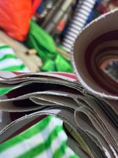 Red/White Strips Canvas Tarpal 100% waterproof+ Heat resistance , Blocks Wind & Cold air.Rings & loops on all sides with every 3 feet distance.