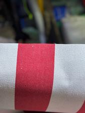 Red/White Strips Canvas Tarpal 100% waterproof+ Heat resistance , Blocks Wind & Cold air.Rings & loops on all sides with every 3 feet distance.