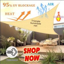 Beige Color Triangle Sunshade net,Shading rate 85%,UV-Stabilised,Heat-resistance,Used for sunshade & other outdoor activities.