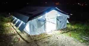 This High Performance Tents is advanced, climate-resilient emergency shelters designed to serve as schools, health centers, and safe spaces for children in crisis zones.Length: 12 m (approx. 39.4 ft)  Width: 6 m (approx. 19.7 ft)  Height:  Central Pe
