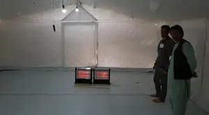 This High Performance Tents is advanced, climate-resilient emergency shelters designed to serve as schools, health centers, and safe spaces for children in crisis zones.Length: 12 m (approx. 39.4 ft)  Width: 6 m (approx. 19.7 ft)  Height:  Central Pe