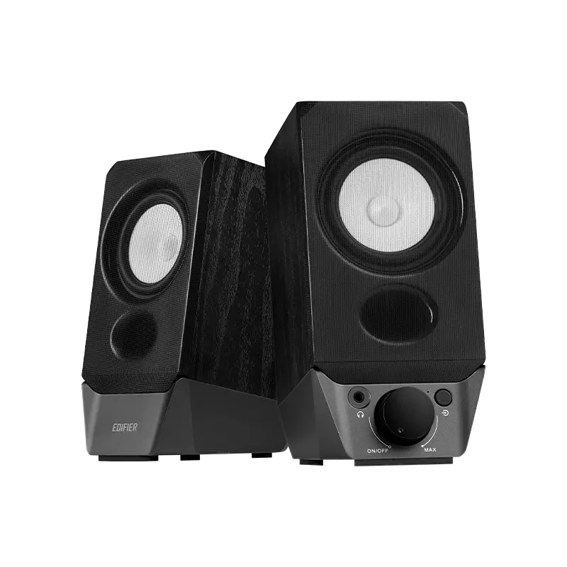 Edifier R19BT 2.0 PC Speaker System with Wooden Cabinet, Bluetooth 5.3, Full Stereo Sound, Strong Bass, Volume Control, 3.5mm Input/USB-A Sound Card for Computer/TV/Smartphone/Tablet - Black