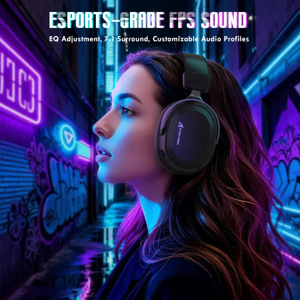 Attack Shark L30Pro Wireless Gaming Headset with 2.4Ghz/BT/Wired, Long Battery Life with Detachable Microphone 7.1 Surround Sound Ultra-Low Latency for PC/PS5/Xbox/Switch/Mobile (Black)