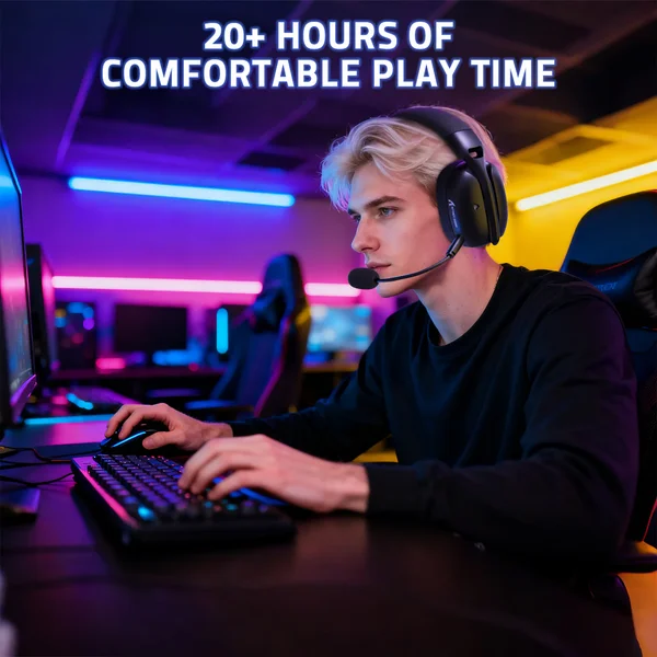 ATTACK SHARK L80PRO Wireless Gaming Headset, Tri-Mode 2.4GHz Bluetooth Wired, Dual Microphone, 40mm Drivers, Black