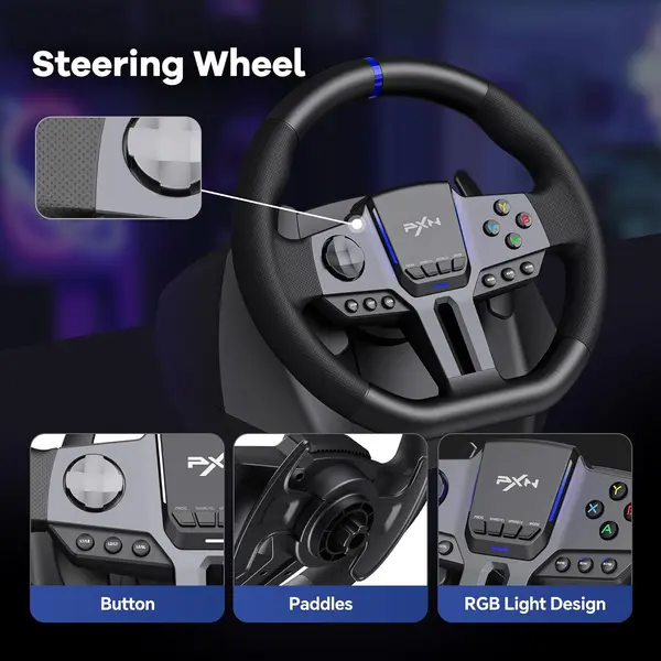 PXN-V9 GEN2 900 & 270 DEGREE RACING WHEEL WITH PEDALS / SHIFTER 