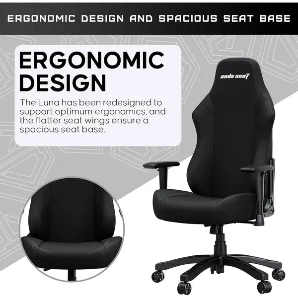 Anda Seat Luna Black Gaming Chair – Ergonomic Comfort