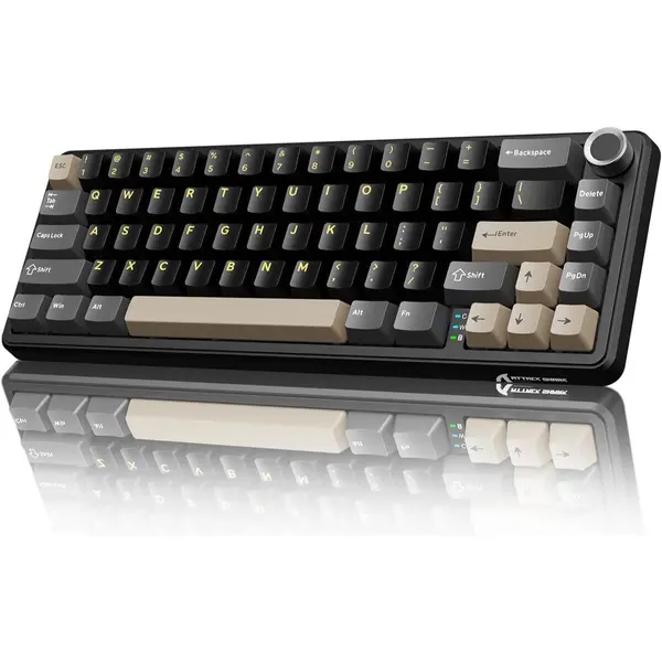 Attack Shark X66 Wireless Mechanical Gaming Keyboard with Knob, Tri Mode USB-C/BT5.0/2.4G Gasket Mounted 60% RGB Gaming Keyboard, Side Printed PBT Keycap, Hot Swappable Strawberry Switch (Star Black)
