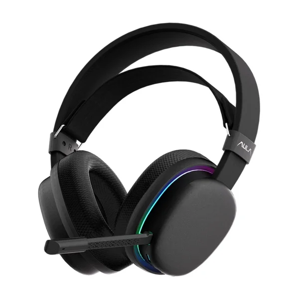 AULA G7 Wireless Gaming Headset, Dual BT 5.3 & 2.4GHz, 7.1 Surround Sound, 80+ Hour Battery, RGB, Noise-Canceling Mic for PS5/PS4/Switch/PC – Phantom Black