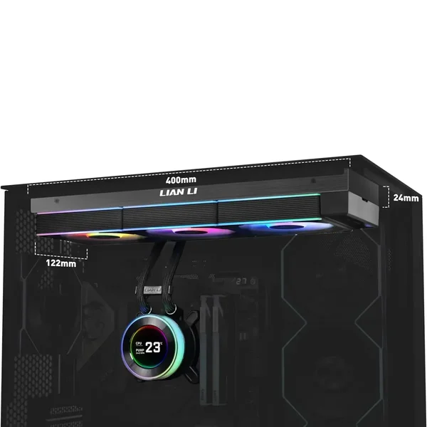 Lian Li Hydroshift II 360 CL RGB Liquid CPU Cooler - 360mm AIO, 3X 120 RGB Fans, 2.1” IPS LCD Screen, 3 Control Mode, Flexible Tubes Clamp 