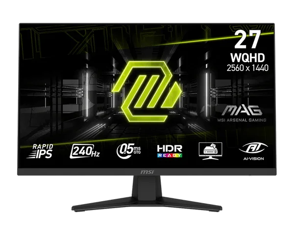 MSI MAG 274QF X24 27-inch 2560 x 1440 (QHD) Gaming Monitor, 240Hz, AMD FreeSync Premium, HDMI, DisplayPort, VESA, Tilt, Height Adjustable, Speaker, 0.05ms, Black