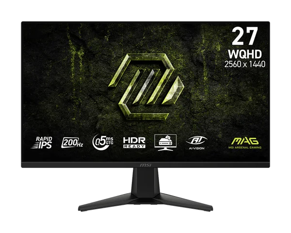 MSI MAG 275QF E20 27-inch 2560 x 1440 (WQHD) Gaming Monitor, 200Hz, AMD FreeSync Premium, NVIDIA G-SYNC Compatible, HDR Ready, HDMI, VGA Port, VESA, Tilt, 0.5ms, Black