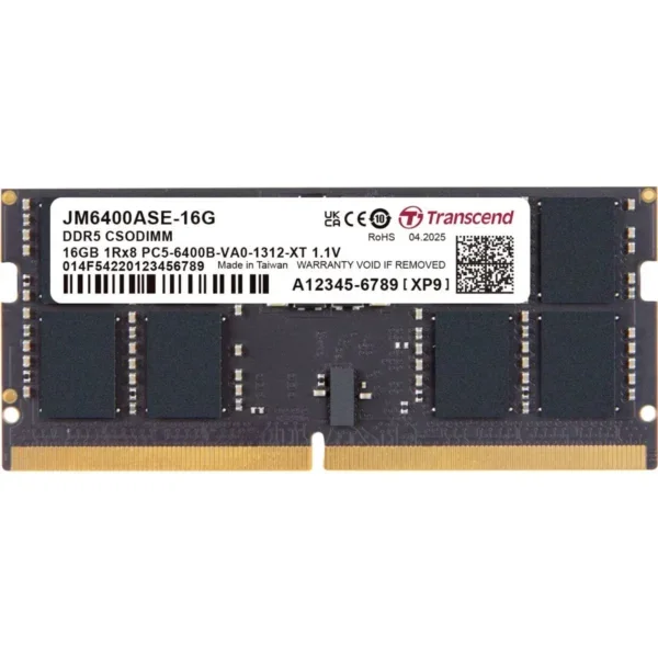 Transcend 16GB 6400MHz Laptop DDR5 RAM – High-Speed Memory Upgrade 