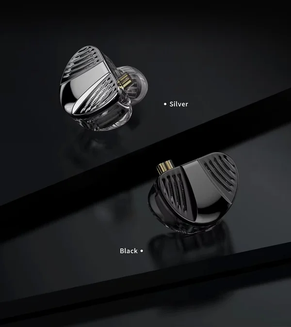 TRN V10 PRO In-Ear IEM Earphone Dual Dynamic Driver and Dual Balanced Armature Hybrid in-Ear Monitors (Silver, Type-C, with Mic)