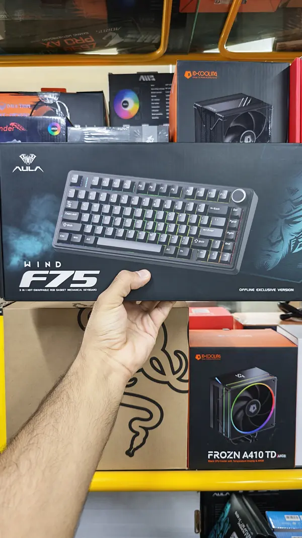 AULA F75 - Milk White Switch 75% Wireless Mechanical Gaming Keyboard-Black Dark Gray