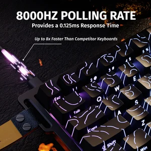 Attack Shark X68 HE 60% Wired Gaming Keyboard Rapid Trigger, Actuation Point Adjustable, Magnetic Switch Up to 8K HZ, PBT Keycaps for Win/Mac, RGB Mechanical Keyboard - Black Contours (Pattern Shine Through Keycaps)
