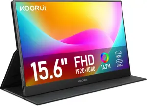 OORUI Portable Monitor for Laptop, 15.6'' 1080P FHD Monitor, IPS Display with USB Type C, HDMI, Dual Speakers, Laptop Extended Monitor for PC Phone Mac Xbox PS4/5 Switch 