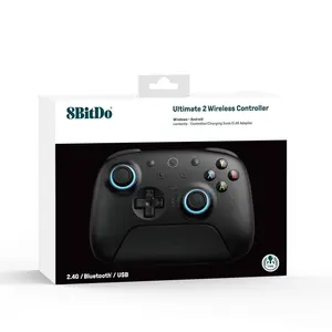 8BitDo Ultimate 2 Wireless Controller for Windows PC, Apple, Steam & Android, TMR Joysticks, Hall/Tactile Triggers, Motion Control, RGB Fire Ring, 1000Hz Polling Rate - Black