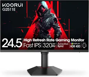KOORUI G2511E Gaming Monitor, 24.5" FHD IPS 320Hz 1ms GTG, HDR400 95% DCI-P3, Adaptive Sync Compatible, Tilt Height and Vertical Adjustable, 2x HDMI 2.0 1x DP 1.4
