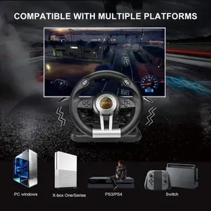 PXN-V3 PRO 180 DEGREES LINEAR STEERING WITHOUT DEAD ENDS RACING WHEEL WITH PEDALS (BLACK) 
