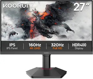 KOORUI G2741L 27" Dual Mode 4K 160Hz / FHD 320Hz 1ms, 100% sRGB | 1.07B colors | IPS Panel | HDR400 | (DIC), Adaptive Sync | 2x HDMI 2.1 / 1x DP 1.4 Gaming Monitor