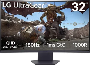 LG 32GS60QC-B UltraGear 32-inch Curved Gaming Monitor QHD (2560x1440) 180Hz 1ms 1000R VA AMD FreeSync HDR10 HDMI x2 DisplayPort