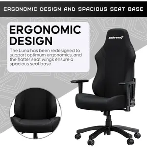 Anda Seat Luna Black Fabric Gaming Chair – Ergonomic Office & Gaming Chair
