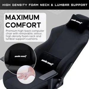 Anda Seat Luna Black Fabric Gaming Chair – Ergonomic Office & Gaming Chair