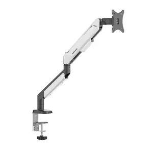 Anda Seat Stealth Pro II Single Monitor Arm (Silver & White) – Ergonomic Monitor Mount