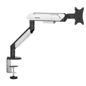 Anda Seat Stealth Pro II Single Monitor Arm (Silver & White) – Ergonomic Monitor Mount