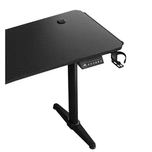 AndaSeat Terminator Adjustable Electric Gaming Desk – Carbon Fiber Texture Surface, RGB Lighting, Black