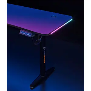 AndaSeat Terminator Adjustable Electric Gaming Desk – Carbon Fiber Texture Surface, RGB Lighting, Black
