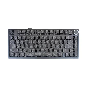 Aula F75 Gasket Mechanical Keyboard, 75% Wireless Hot Swappable Gaming Keyboard with Five-Layer Padding&Knob, Bluetooth/2.4GHz/USB-C, RGB, Pre-Lubed Switches (Black Contour)