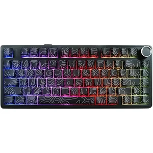 Aula F75 Gasket Mechanical Keyboard, 75% Wireless Hot Swappable Gaming Keyboard with Five-Layer Padding&Knob, Bluetooth/2.4GHz/USB-C, RGB, Pre-Lubed Switches (Black Contour)