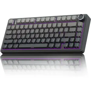 Aula F75 Wireless Mechanical Keyboard, 75% Gasket Hot Swappable Custom Keyboard, RGB Backlit Side Printed PBT Keycaps, 2.4GHz/USB-C/BT5.0 Mechanical Gaming Keyboard (Gradient Gray)