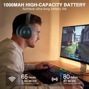 Aula G7 Pro Wireless Gaming Headset with 7.1 Surround Sound, 40mm Driver, BT5.3 Gaming Headphones with Mic, RGB, 10ms Latency, 65H Battery, PC Gaming Headset for PS5, PS4, Switch, PC,Wired Mode for Xbox (Black)