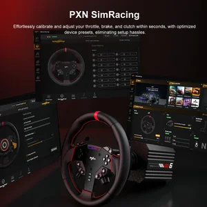 PXN VD6 Bundle PC Steering Wheel and Pedals 6 Nm Direct Drive Servo Motor Base, W AS Racing Wheel, Hall Effect 2-Pedal Set, and Table Clamp
