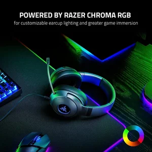 Razer Kraken V3 X Wired USB Gaming Headset: Lightweight Build, Triforce 40mm Drivers, HyperClear Cardioid Mic, Chroma RGB Lighting - Black (Brown Box)