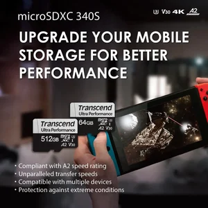 Transcend 256GB microSD 340S Memory Card – High-Speed UHS-I Storage