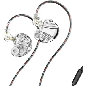 TRN V10 PRO In-Ear IEM Earphone Dual Dynamic Driver and Dual Balanced Armature Hybrid in-Ear Monitors (Silver, Type-C, with Mic)