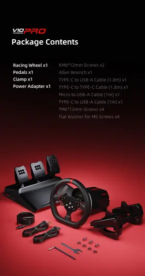 PXN-V10 PRO DIRECT DRIVE RACING WHEEL WITH 3 - PEDALS ,NO SHIFTER 