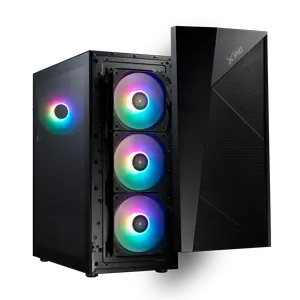 XPG LANDER 500 Mid Tower Gaming Case, 4 ARGB Fans Pre-Installed Black