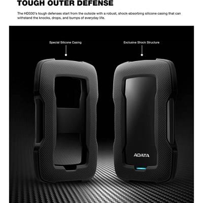 ADATA HD330 1TB USB 3.2 Shock-Resistant Extra Slim External Portable Hard Drive - Black - AHD330-1TU31-CBK