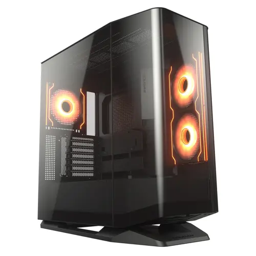 Cougar FV270 RGB MidTower E-ATX Case, 420mm GPU Supported, Build-In ARGB PWM Fans, Breathe Streams, Prism of Light, RGB Hub, Filter Guard, Tool-Less Bracket, Center Stage, Cable Management - Black