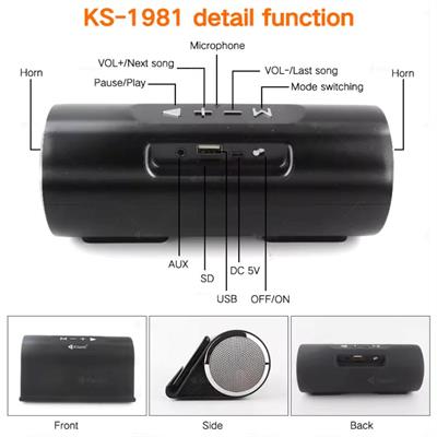 kisonli KS-1981 Bluetooth Bass Subwoofer Twins Speaker For Laptop And Mobiles
