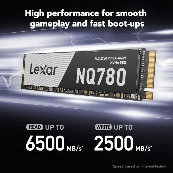 Lexar NQ780 1TB SSD PCIe Gen4 NVMe M.2 2280 Internal Solid State Drive, Up to 6500/2500 MB/s Read/Write, Compatible with PS5, for Gamers and Creators