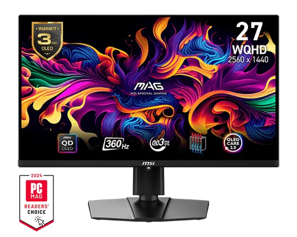 MSI MAG 271QPX QD-OLED 27" OLED QHD 360Hz 0.03ms FreeSync Premium Gaming Monitor with HDR 400