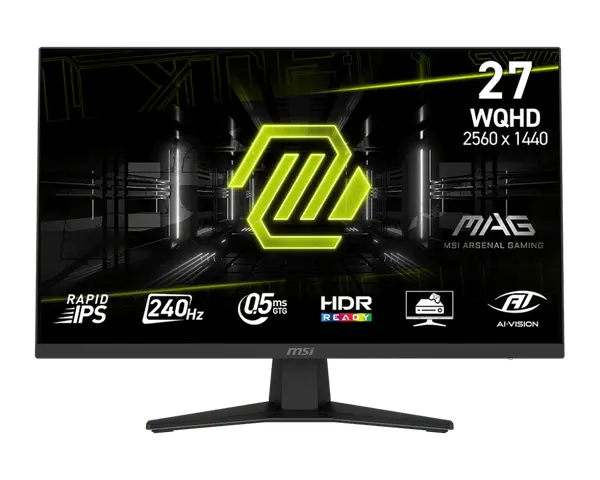 MSI MAG 274QF X24 27-inch 2560 x 1440 (QHD) Gaming Monitor, 240Hz IPS, Adaptive-Sync, HDMI, DisplayPort, VESA Mountable, Tilt, Height Adjustable, Speaker, 0.03ms, Black